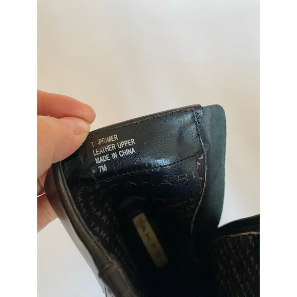 Tahari Black Leather Ankle Boot Heeled Studded Size 7M - Picture 6 of 10